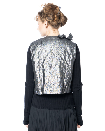 KEDZIOREK, crinkle metallic vest with bow detail 5372