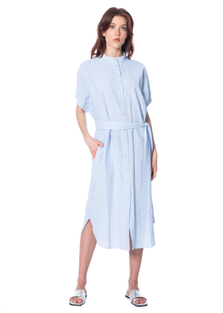 SoSUE, striped COWBOY BUTTON DRESS LINEN