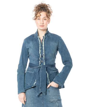 PLUSLAVIE PLÜ, denim jacket THE BOWFLARE with tie belt