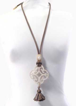 YAEL NADIV, necklace ADA WHITE with horn pendant