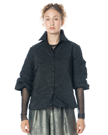 maria calderara, black metallic taffeta blouse