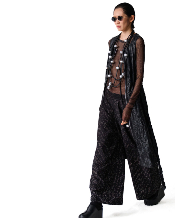maria calderara, wide pants from scuba with faded lettering