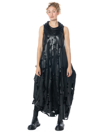 maria calderara, faux leather dress with laser cut-outs