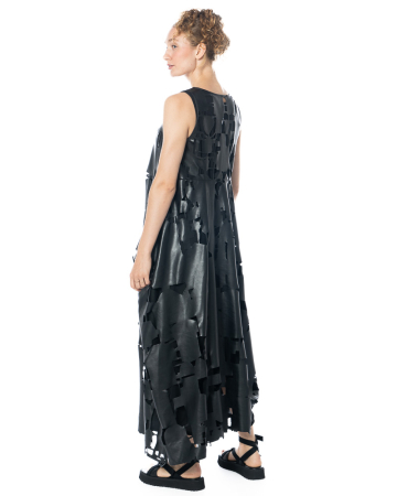 maria calderara, faux leather dress with laser cut-outs