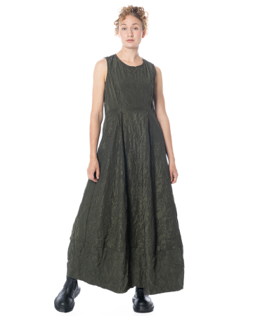 maria calderara, khaki green crinkled taffeta bell dress