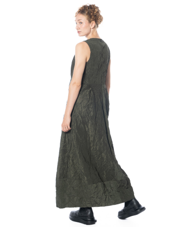 maria calderara, khaki green crinkled taffeta bell dress