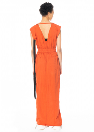 DRKSHDW by Rick Owens, long dress with V-neck in orange