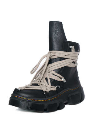 Dr. Martens  x Rick Owens, high leather boots with pentagram lacing 