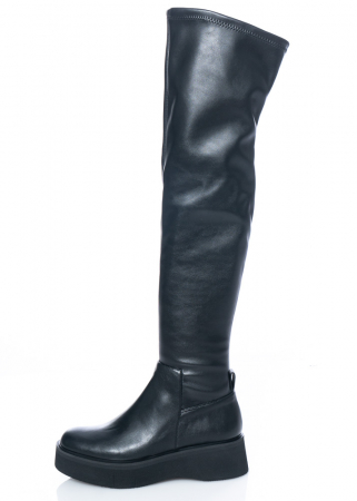 Paloma Barceló, schwarze Overknee-Stiefel ESME mit Plateauabsatz