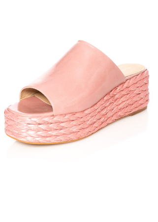 Paloma Barceló, platform slippers PILLINE with raffia in blush