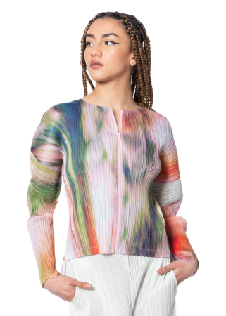 PLEATS PLEASE ISSEY MIYAKE, colorful blouson TURNIP & SPINACH in turnip