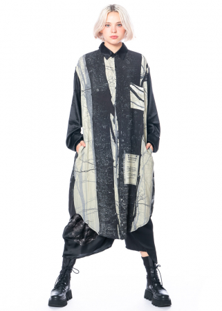 BARBARA BOLOGNA, long shirt dress with print and silk sleeves