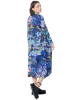 PLEATS PLEASE ISSEY MIYAKE, long colorful coat to button up AURORA JUNGLE blue
