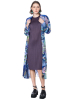 PLEATS PLEASE ISSEY MIYAKE, long colorful coat to button up AURORA JUNGLE blue