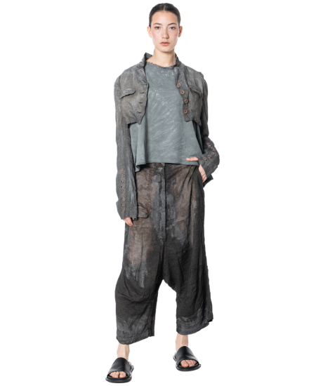 RUNDHOLZ DIP, tailored viscose-linen jacket with slit 1262111102 - NOBANANAS - Image 5