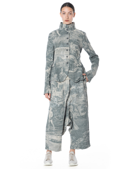 RUNDHOLZ DIP, fitted linen jacket with print 1262781102 - NOBANANAS - Image 5