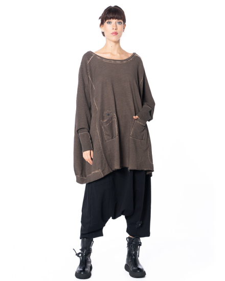 PLUSLAVIE PLÜ, wide tunic NEW WIDELONGSWEAT Chocolate - NOBANANAS - Image 1