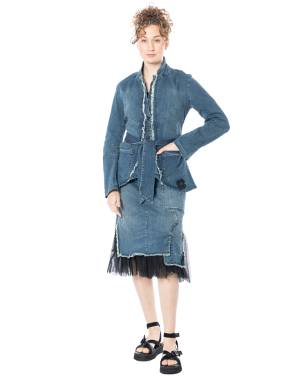 PLUSLAVIE PLÜ, denim skirt SKIRTANDTOP with tulle detail - NOBANANAS - Image 1