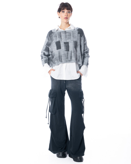 LA HAINE INSIDE US, short sweater with grey color play 5134 LH  - NOBANANAS - Image 1