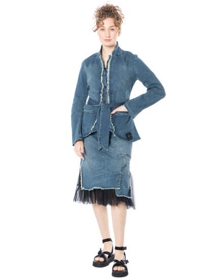 PLUSLAVIE PLÜ, denim jacket with tie belt THE BOWFLARE - NOBANANAS - Image 3