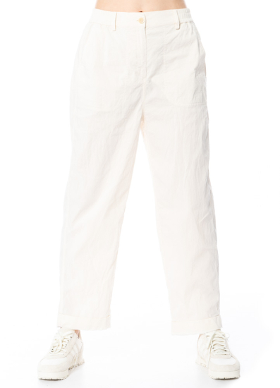 annette görtz, comfortable and straight cut cotton-linen pants Belt