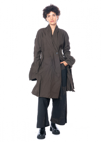 RUNDHOLZ, waisted transition coat in effective crinkle look 2231241226
