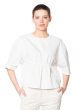 ULI SCHNEIDER, elegant cotton taft drape shirt with round neck