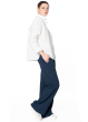 ULI SCHNEIDER, flared linenstretch trousers with elastic waist