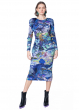 PLEATS PLEASE ISSEY MIYAKE, long, colorful ankle-length dress AURORA JUNGLE blue