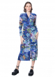PLEATS PLEASE ISSEY MIYAKE, long colorful coat to button up AURORA JUNGLE blue