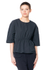 ULI SCHNEIDER, elegant cotton taft drape shirt with round neck