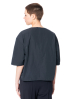 ULI SCHNEIDER, elegant cotton taft drape shirt with round neck