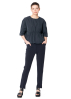 ULI SCHNEIDER, elegant cotton taft drape shirt with round neck