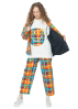 JOSHUAS, colorful plaid flannel puffer with pockets with smiley