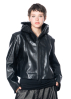 RUNDHOLZ, cropped leather jacket with hood 2241501102