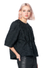 ULI SCHNEIDER, elegant floral cloqué drape shirt with sleeves