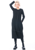 yukai, easy black dress with long sleeves and fine print