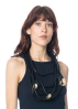 maria calderara, faux leather necklace with gold nuggets