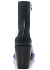 Paloma Barceló, black leather boots BEA with purple detail