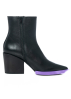 Paloma Barceló, black leather boots BEA with purple detail