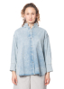 HENRY CHRIST, wide denim blouse with a small collar