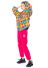 JOSHUAS, colorful plaid flannel puffer with pockets with smiley