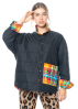 JOSHUAS, colorful plaid flannel puffer with pockets with smiley