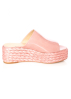 Paloma Barceló, platform slippers PILLINE with raffia in blush