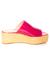 Paloma Barceló, platform slippers PILLI with raffia in fuchsia