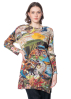 PLEATS PLEASE ISSEY MIYAKE, long tunic with pleated fabric and side slits AURORA JUNGLE