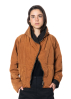 KIMONORAIN, short rain jacket with hood in color terracotta 