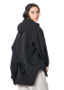 KIMONORAIN, water resistant jacket with hood and belt in black 