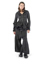 RUNDHOLZ, flared pants in delavé-linen 2251080103