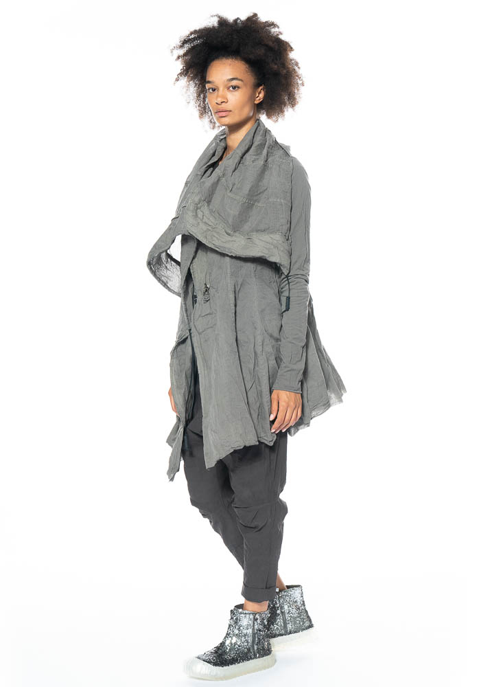RUNDHOLZ DIP, feminine cotton jacket with decorative collar solution  2212580902